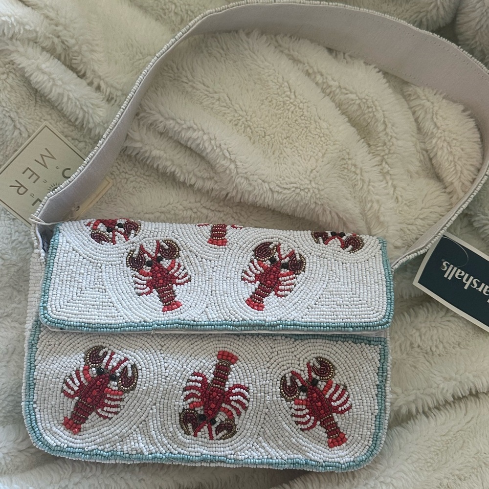 Red and White Crossbody Bag with Lobster Design